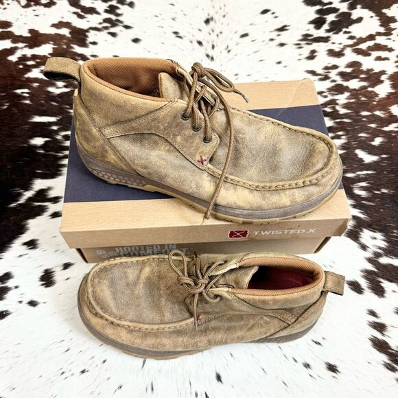 TWISTED X THE ORIGINAL CHUKKA DRIVING MOC SHOES IN TAN SIZE 10 w/ box main image 4